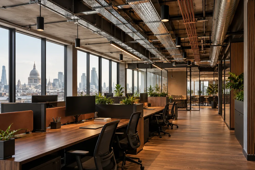 Cable containment and lighting in a contemporary commercial office fit-out